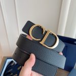 Dior enhanced edition, French original leather, glossy/black full grain, 3.5cm size.