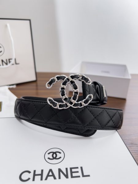 Chanel 3.0cm wide belt. Genuine lambskin and cowhide leather, soft and full. Solid brass buckle.
