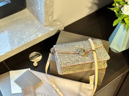 Original Bvlgari limited edition sparkling full diamond bag, 22x14cm, very shiny with folding gift box and original mirror.