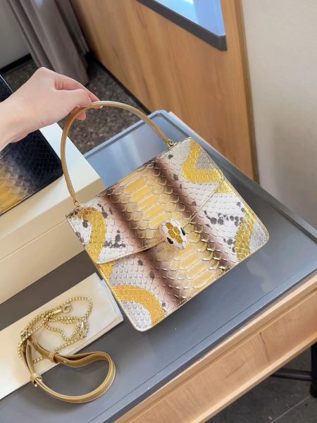 Limited edition Bvlgari rare leather snakehead accordion bag