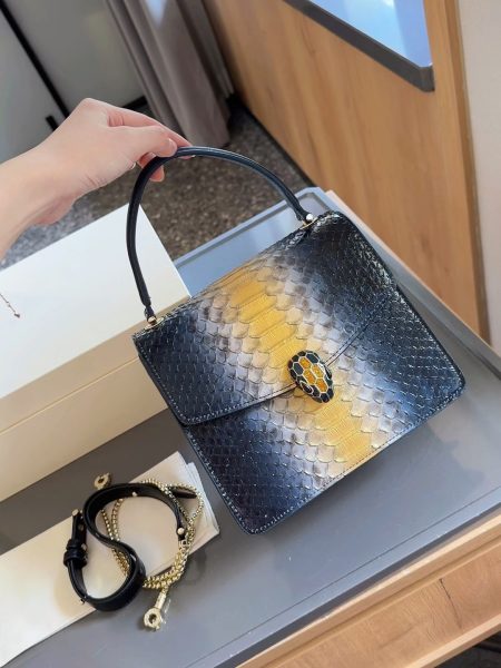 Limited edition Bvlgari rare leather snakehead accordion bag