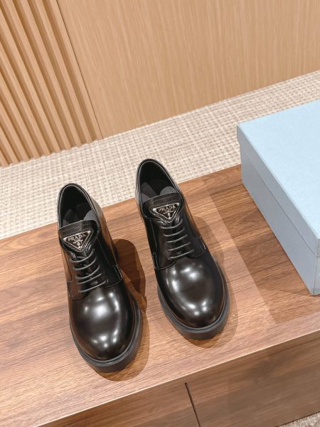Premium PRADA high-top lace-up loafers with chunky heels. Made from imported calfskin, lined with lambskin. Size 35-40. Comfortable and stylish.