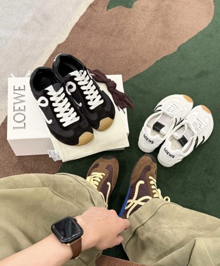 Loewe 2025 Paris Fashion Week ballet runner sneakers. Choose with or without buckle.