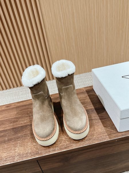 Prada autumn-winter new platform boots, dual-color suede, genuine shearling, sizes 35-39.