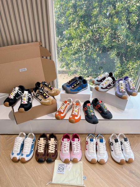 Loewe 2025 Paris Fashion Week ballet runner sneakers. Choose with or without buckle.