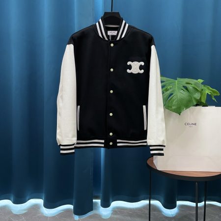 Celine baseball jacket, show style. Custom high-quality version with imported materials. Excellent craftsmanship, unisex luxury essential.